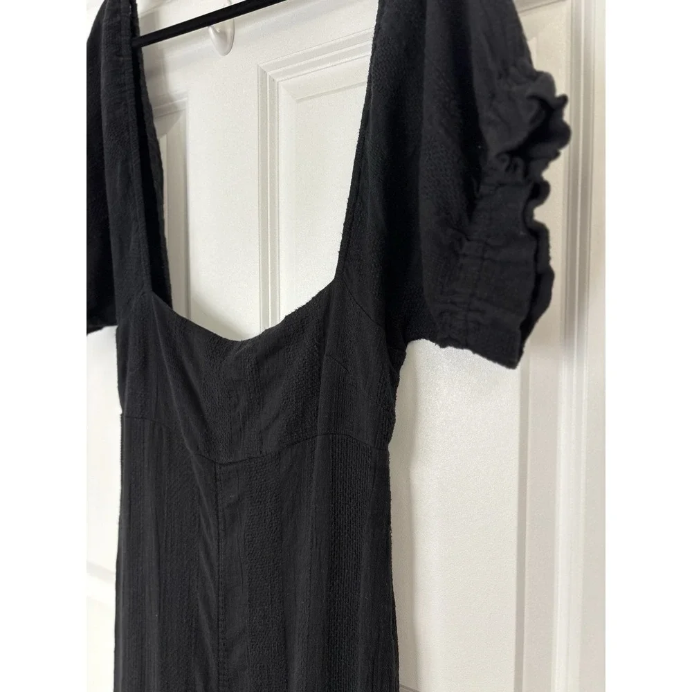 Free People Women's S‎ Black The Ideal Jumpsuit Wide Leg Cotton Line 0285
